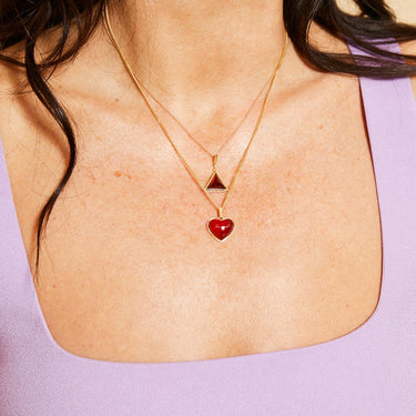 RED GARNET GUARDIAN PENDANT NECKLACE GOLD (BABY)