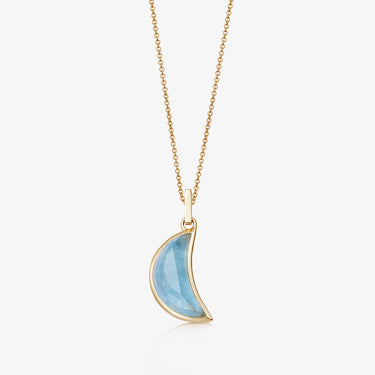 AQUAMARINE CRESCENT PENDANT NECKLACE GOLD