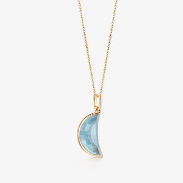 AQUAMARINE CRESCENT PENDANT NECKLACE GOLD