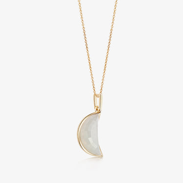 RAINBOW MOONSTONE CRESCENT PENDANT NECKLACE GOLD