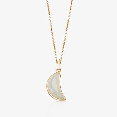 RAINBOW MOONSTONE CRESCENT PENDANT NECKLACE GOLD