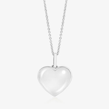 CLEAR QUARTZ HEART TALISMAN PENDANT NECKLACE SILVER (MEDIUM-LARGE) CABOCHON