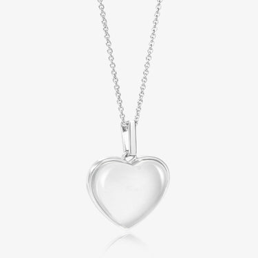 CLEAR QUARTZ HEART TALISMAN PENDANT NECKLACE SILVER (MEDIUM-LARGE) CABOCHON