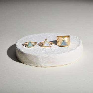 White Mint Jade Guardian Ring (Gold)
