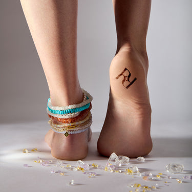 BLUE LACE AGATE CANDY BEADS ANKLET