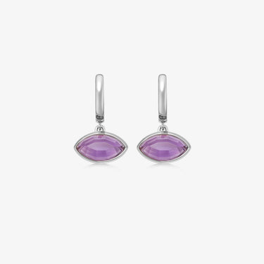AMETHYST EYE TALISMAN HOOP EARRINGS SILVER