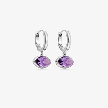 AMETHYST EYE TALISMAN HOOP EARRINGS SILVER