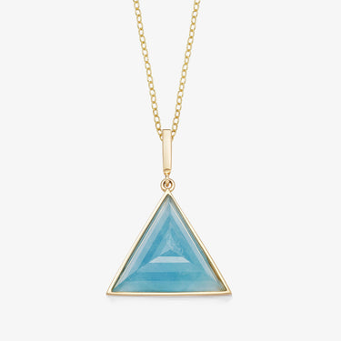 (OOAK)  AQUAMARINE GUARDIAN PENDANT NECKLACE GOLD (MEDIUM)