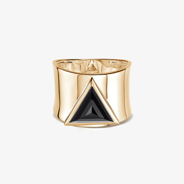 BLACK ONYX GUARDIAN STATEMENT RING GOLD
