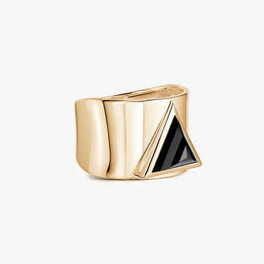 BLACK ONYX GUARDIAN STATEMENT RING GOLD