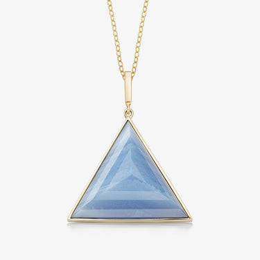 BLUE LACE AGATE GUARDIAN PENDANT NECKLACE GOLD (LARGE)