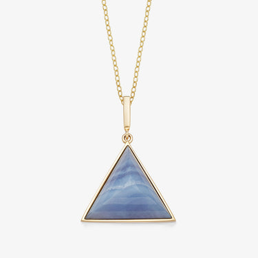 BLUE LACE AGATE GUARDIAN PENDANT NECKLACE GOLD (MEDIUM)