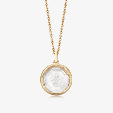 CLEAR QUARTZ CONNECTION AFFIRMATION PENDANT NECKLACE (GOLD VERMEIL)