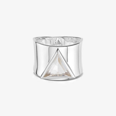 CLEAR QUARTZ GUARDIAN STATEMENT RING SILVER