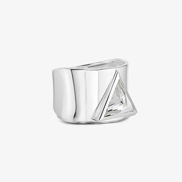 CLEAR QUARTZ GUARDIAN STATEMENT RING SILVER