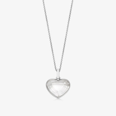 CLEAR QUARTZ HEART TALISMAN PENDANT NECKLACE SILVER (BABY)