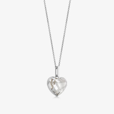 CLEAR QUARTZ HEART TALISMAN PENDANT NECKLACE SILVER (BABY)