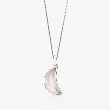 Rose Quartz Crescent (Silver)