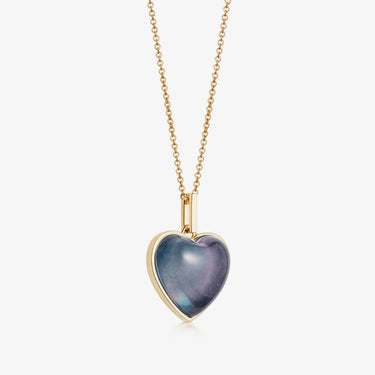 RAINBOW FLUORITE HEART TALISMAN PENDANT NECKLACE GOLD (MEDIUM)
