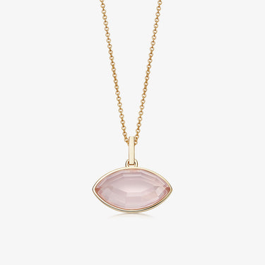 ROSE QUARTZ EYE TALISMAN PENDANT NECKLACE GOLD (MEDIUM)