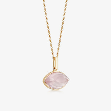 ROSE QUARTZ EYE TALISMAN PENDANT NECKLACE GOLD (MEDIUM)