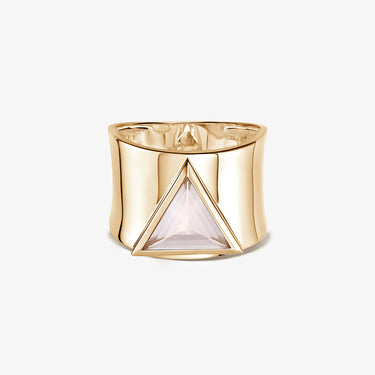 Rose Quartz Statement Guardian Ring (Gold)