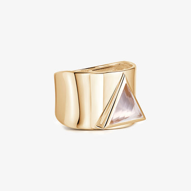 Rose Quartz Statement Guardian Ring (Gold)