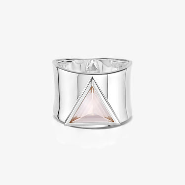 Rose Quartz Statement Guardian Ring (Silver)