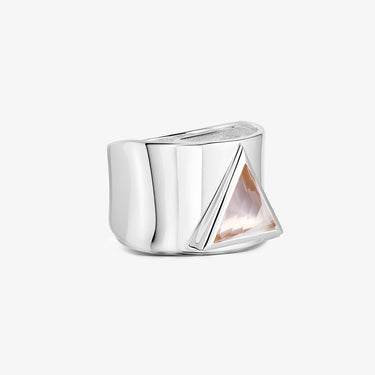 Rose Quartz Statement Guardian Ring (Silver)