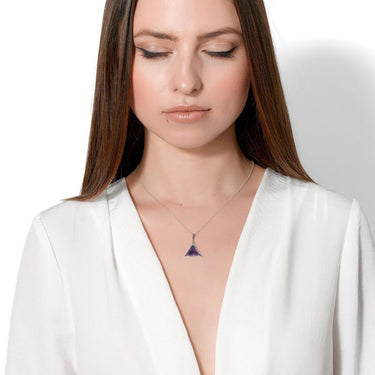 RAINBOW FLUORITE GUARDIAN CABOCHON PENDANT NECKLACE SILVER (MEDIUM)