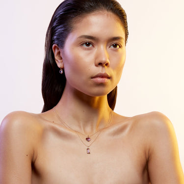 Small Amethyst Heart Necklace Gold