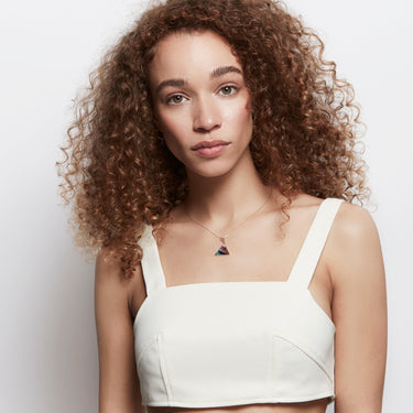 RAINBOW FLUORITE GUARDIAN CABOCHON PENDANT NECKLACE GOLD (MEDIUM)