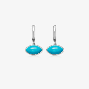 TURQUOISE EYE TALISMAN HOOP EARRINGS SILVER