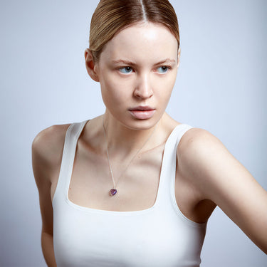 Amethyst Heart Necklace Silver