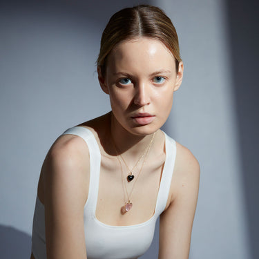 BLACK ONYX HEART TALISMAN PENDANT NECKLACE GOLD (MEDIUM)