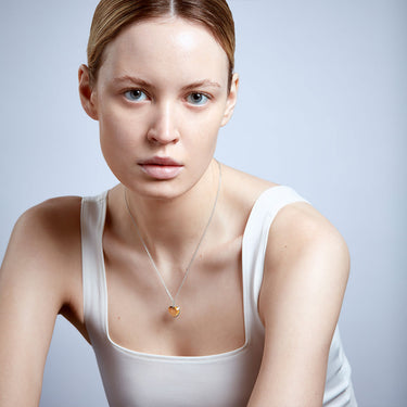 CITRINE HEART TALISMAN PENDANT NECKLACE SILVER (MEDIUM)