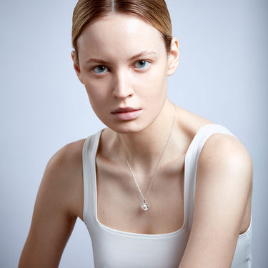 CLEAR QUARTZ HEART TALISMAN PENDANT NECKLACE SILVER (MEDIUM)