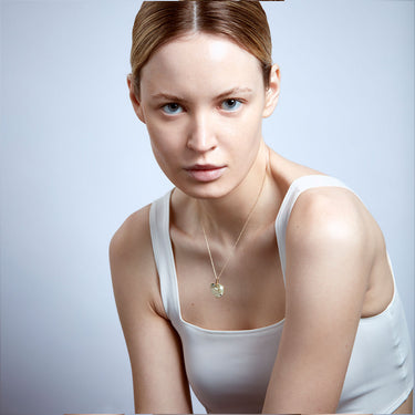 MINT AMETHYST HEART TALISMAN PENDANT NECKLACE GOLD (LARGE)