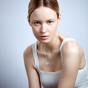 RAINBOW MOONSTONE HEART TALISMAN PENDANT NECKLACE GOLD (LARGE)