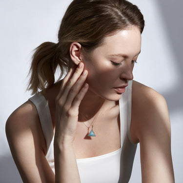 AQUAMARINE GUARDIAN PENDANT NECKLACE SILVER (MEDIUM)